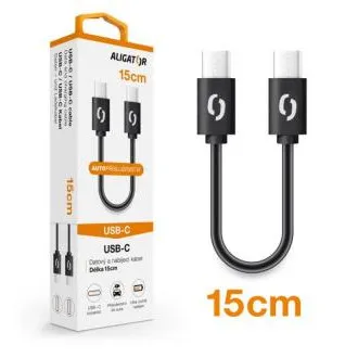 ALIGATOR Cablu de date POWER USB-C/USB-C 15cm, negru ALIGATOR Cablu de date POWER USB-C/USB-C 15cm, negru