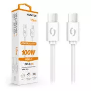 Cablu de date ALIGATOR POWER 100W, USB-C/USB-C 5A, 1,5m alb