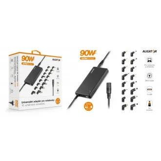 Adaptor universal pentru laptopuri cu 16 conectori interschimbabili si USB, 90W