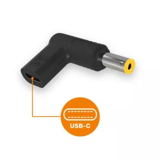 Adaptor de alimentare Aligator USB-C 5,5x2,5mm pentru laptopuri Acer/Asus/HP/Lenovo/Toshiba