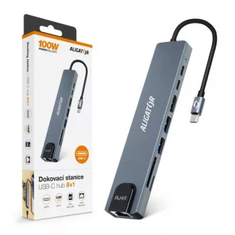 Aligator Stație de andocare USB-C / Hub 8 în 1 (USB-C / 2xUSB / SD / MicroSD / HDTV / RJ45) Aligator Stație de andocare USB-C / Hub 8 în 1 (USB-C / 2xUSB / SD / MicroSD / HDTV / RJ45)