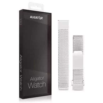Curea metalica de schimb pentru Aligator Watch Lady 16mm, argintie