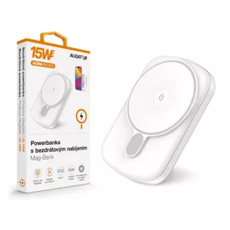 ALIGATOR Powerbank cu încărcare wireless ALIGATOR Mag-Bank, proiectat pentru Magsafe, 5000mAh, alb