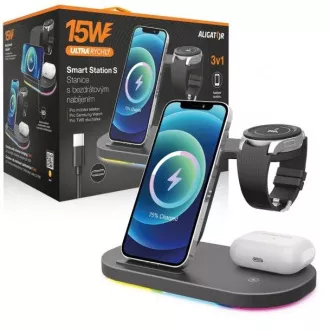 Aligator Smart Station S cu încărcare wireless 3in1, 15W