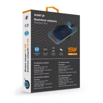 Incarcator wireless ALIGATOR Aligator Pad 15W negru