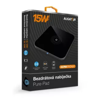 Încărcător wireless ALIGATOR Aligator Pure-Pad 15W, negru