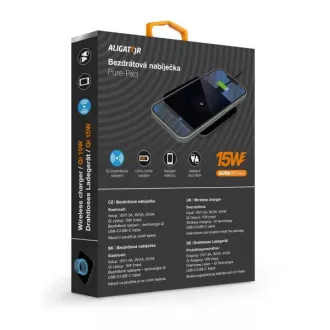 Încărcător wireless ALIGATOR Aligator Pure-Pad 15W, negru