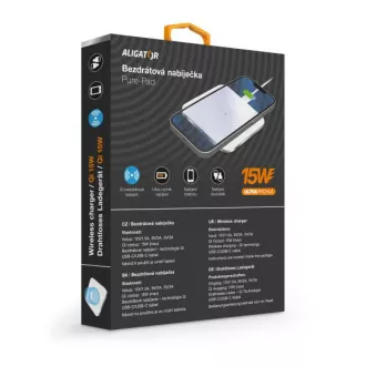 Încărcător wireless ALIGATOR Aligator Pure-Pad 15W, alb