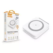 Încărcător fără fir ALIGATOR Mag-Book 2 în 1, conceput pentru încărcarea MagSafe și Apple Watch, 15W, alb