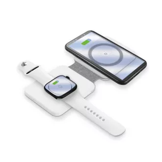 Încărcător fără fir ALIGATOR Mag-Book 2 în 1, conceput pentru încărcarea MagSafe și Apple Watch, 15W, alb