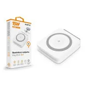 Încărcător fără fir ALIGATOR Mag-Book 2 în 1, conceput pentru încărcarea MagSafe și Apple Watch, 15W, alb