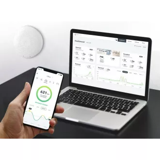 AirThings Wave plus - senzor pentru calitatea aerului, radon, umiditate, temperatură, COV, CO2 și presiune