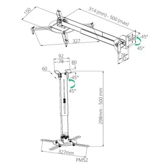 Suport proiector TB 2in1 TB-M52 tavan/perete 10kg