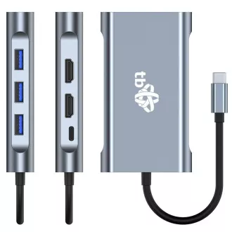 TB Touch USB C 8 în 1 - HDMI 2x, USB, VGA, RJ45, PD