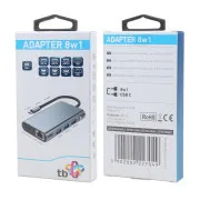 TB Touch USB C 8 în 1 - HDMI 2x, USB, VGA, RJ45, PD