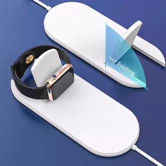 Incarcator wireless 2in1, pentru telefon si Apple Watch, alb, 5V, 10W, Qi