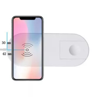 Incarcator wireless 2in1, pentru telefon si Apple Watch, alb, 5V, 10W, Qi