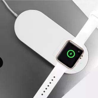 Incarcator wireless 2in1, pentru telefon si Apple Watch, alb, 5V, 10W, Qi
