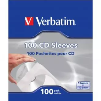Carcase de hârtie pentru discuri CD 1 buc CD, Hârtie, albă, cu fereastră, Verbatim, 100 buc