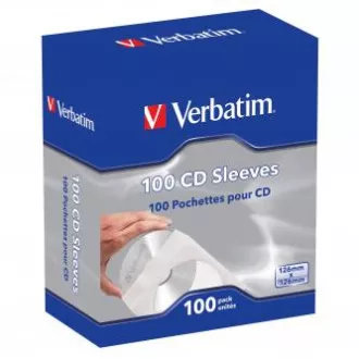 Carcase de hârtie pentru discuri CD 1 buc CD, Hârtie, albă, cu fereastră, Verbatim, 100 buc