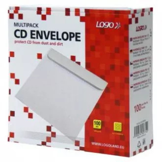 Plic pentru 1 CD, hârtie, alb, cu clapă adezivă, Logo, pachet 100 Plic pentru 1 CD, hârtie, alb, cu clapă adezivă, Logo, pachet 100