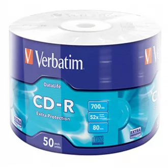 Verbatim CD-R, 43787, Extra Protection, pachet de 50, 700MB, 52x, 80min., 12cm, fără opțiune de imprimare, wrap, pentru arhivarea datelor