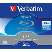 Verbatim BD-R, Datalife, 25GB, cutie de bijuterii, 43836, 6x, pachet de 5