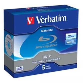 Verbatim BD-R, Datalife, 25GB, cutie de bijuterii, 43836, 6x, pachet de 5