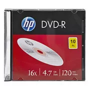HP DVD-R, DME00085-3, 4,7 GB, 16x, carcasă subțire, pachet de 10, fără opțiune de imprimare, 12 cm, 69314, pentru arhivarea datelor