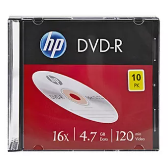 HP DVD-R, DME00085-3, 4,7 GB, 16x, carcasă subțire, pachet de 10, fără opțiune de imprimare, 12 cm, 69314, pentru arhivarea datelor