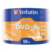 Verbatim DVD-R, argintiu mat, 43791, 4,7 GB, 16x, wrap, pachet de 50, fără opțiune de imprimare, 12 cm, pentru arhivarea datelor