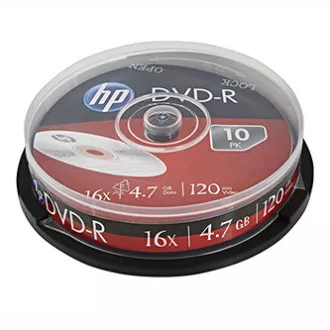 HP DVD+R, DRE00027-3, 4,7 GB, 16x, cutie pentru tort, pachet de 10, fără opțiune de imprimare, 12 cm, pentru arhivarea datelor