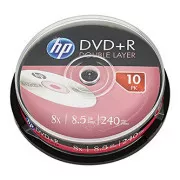 HP DVD+R DL, Double Layer, DRE00060-3, 69309, 8,5 GB, 8x, cutie de tort, pachet de 10, fără opțiune de imprimare, 12 cm, pentru arhivarea datelor