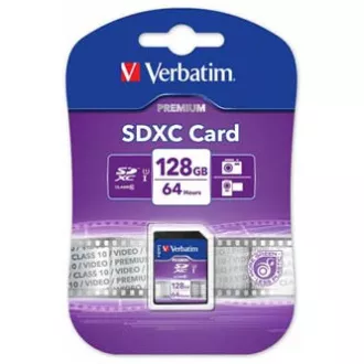 Card de memorie Verbatim Secure Digital Card Premium U1, 128 GB, SDXC, 44025, UHS-I U1 (Clasa 10)