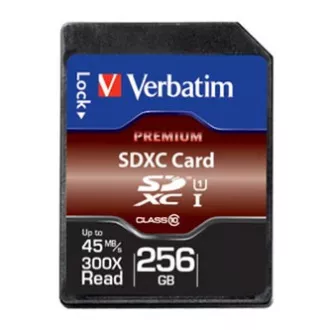 Card de memorie Verbatim Secure Digital Card Premium U1, 256 GB, SDXC, 44026, UHS-I U1 (Clasa 10)