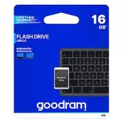 Unitate flash USB Goodram, USB 2.0, 16 GB, UPI2, negru, UPI2-0160K0R11, USB A, cu capac