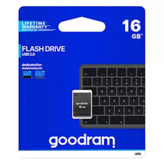 Unitate flash USB Goodram, USB 2.0, 16 GB, UPI2, negru, UPI2-0160K0R11, USB A, cu capac