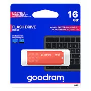Unitate flash USB Goodram, USB 3.0, 16 GB, UME3, portocaliu, UME3-0160O0R11, USB A, cu capac