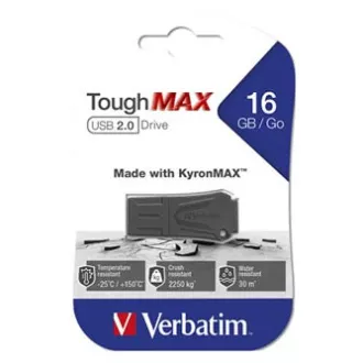 Unitate flash USB Verbatim, USB 2.0, 16 GB, ToughMAX, negru, 49330, USB A, material compozit KyronMAX(tm)