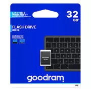 Unitate flash USB Goodram, USB 2.0, 32 GB, UPI2, negru, UPI2-0320K0R11, USB A, cu capac