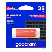 Unitate flash USB Goodram, USB 3.0, 32 GB, UME3, portocaliu, UME3-0320O0R11, USB A, cu capac