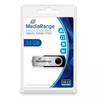 Unitate flash USB MediaRange, USB 2.0, 32 GB, negru, MR911, USB A, pivotant