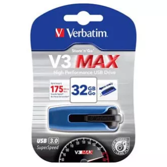Unitate flash USB Verbatim, USB 3.0, 32 GB, V3 MAX, Store N Go, albastru, 49806, USB A, cu conector retractabil