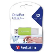 Unitate flash USB Verbatim, USB 2.0, 32 GB, DataBar, verde, 49454, pentru arhivarea datelor