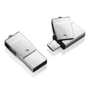 Unitate flash USB Apacer OTG, USB 3.0, 64GB, AH750, argintiu, AP64GAH750S-1, USB A / USB Micro B, cu capac rotativ, REDUCEREA VALORILOR