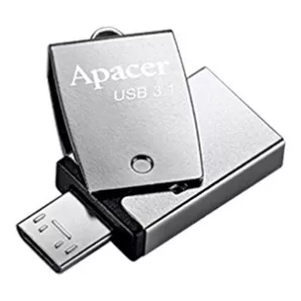 Unitate flash USB Apacer OTG, USB 3.0, 64GB, AH750, argintiu, AP64GAH750S-1, USB A / USB Micro B, cu capac rotativ, REDUCEREA VALORILOR