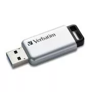 Unitate flash USB Verbatim, USB 3.0, 64 GB, Secure Pro, argintiu, 98666, USB A, criptare AES pe 256 de biți, cu conector retractabil