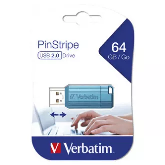 Unitate flash USB Verbatim, USB 2.0, 64 GB, PinStripe, Store N Go, albastru, 49961, USB A, cu conector retractabil Unitate flash USB Verbatim, USB 2.0, 64 GB, PinStripe, Store N Go, albastru, 49961, USB A, cu conector retractabil