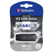 Verbatim USB flash drive, USB 3.0, 64GB, V3, Store N Go, negru, 49174, USB A, cu conector glisant
