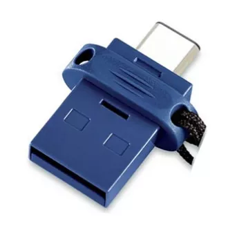 Unitate flash USB Verbatim OTG, USB 3.0, 64GB, Dual, albastru, 49967, USB A / USB C, cu curea